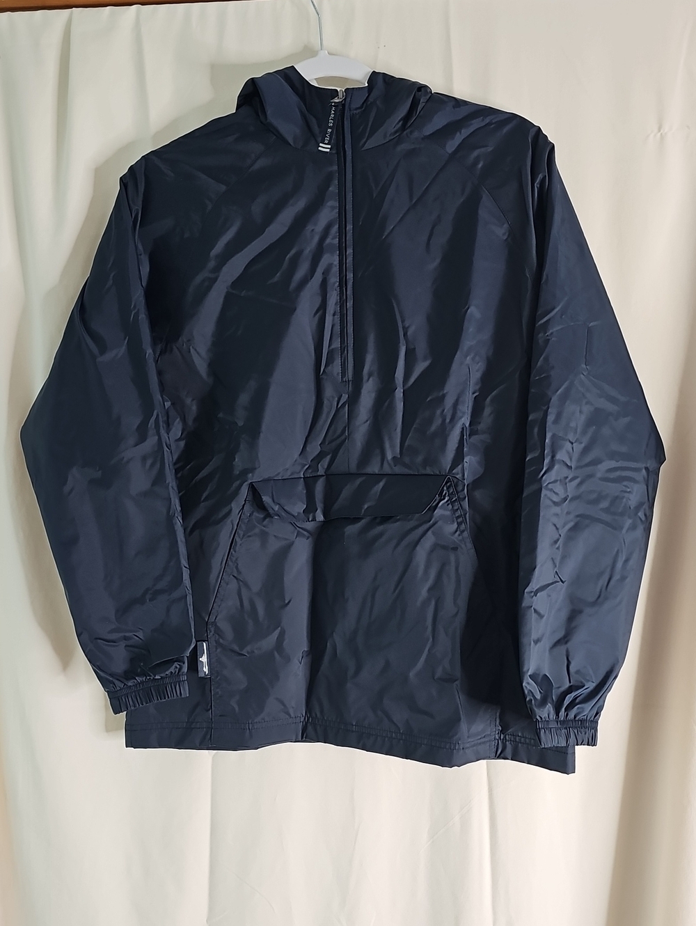 Charles River Apparel Navy Hooded Windbreaker Pullover - Picture 1 of 9